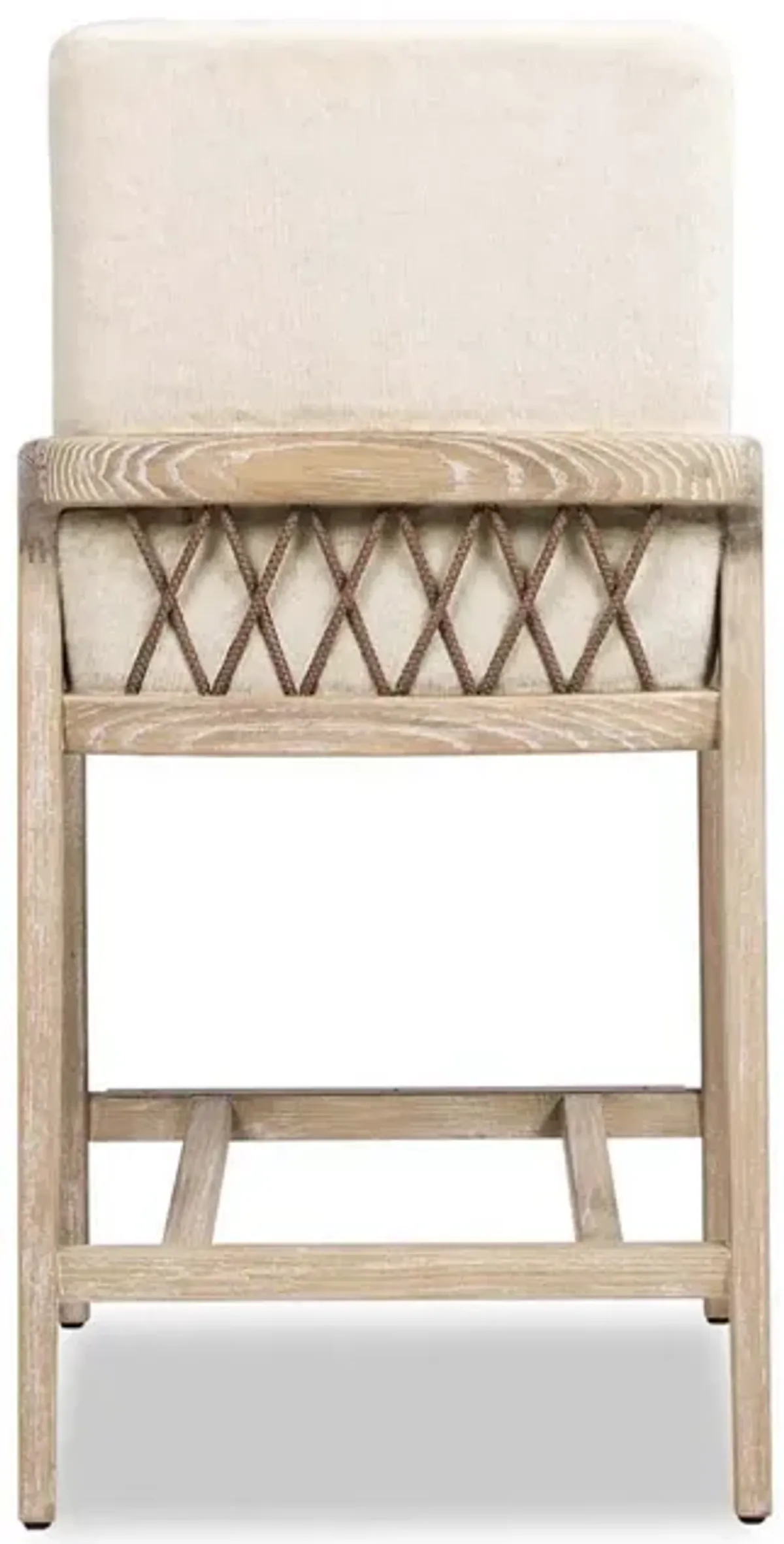 Arizona - Solid Ash Upholstered Counter Stool With Rope Detail - Creme De La Creme White