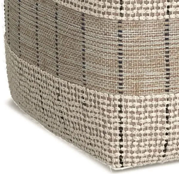 Elmer - Square Woven Pouf - Natural / Gray