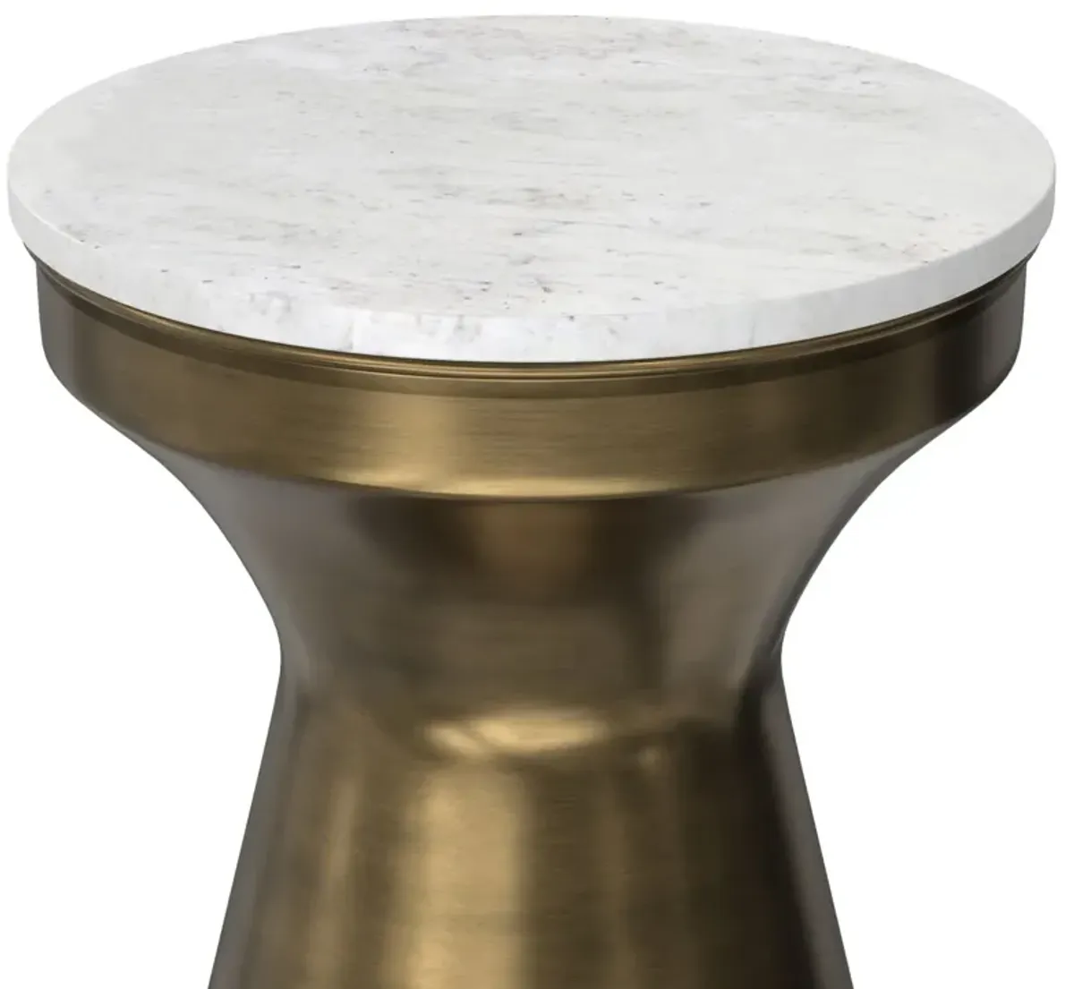 Raquel - Side Table - Antique Brass / White