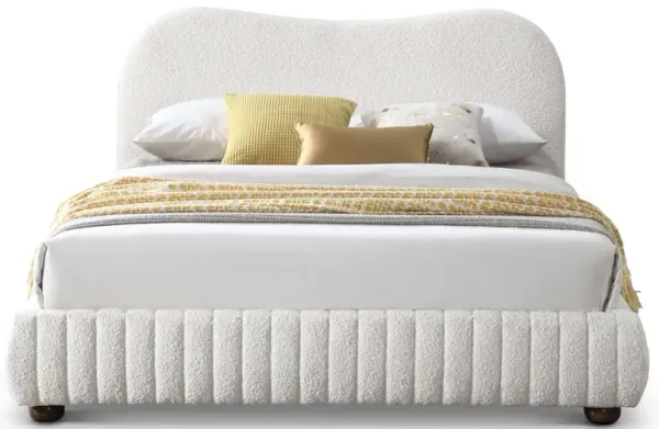 Norme - Queen Size Upholstered Low Profile Platform Bed - Cream