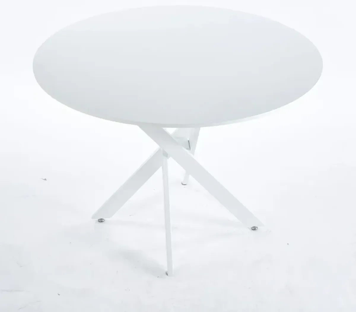 Mid-Century Dining Table For 4 - 6 People With Round MDF Table Top, Pedestal Dining Table, End Table Leisure Coffee Table, Cross Leg