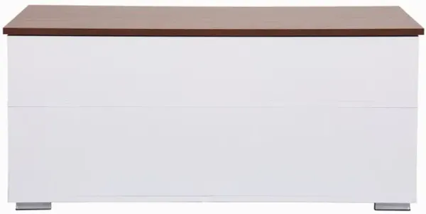 Luna - Coffee Table With Walnut Finish Lift Top, 2 Drawers, And 2 Shelves - White And Brown