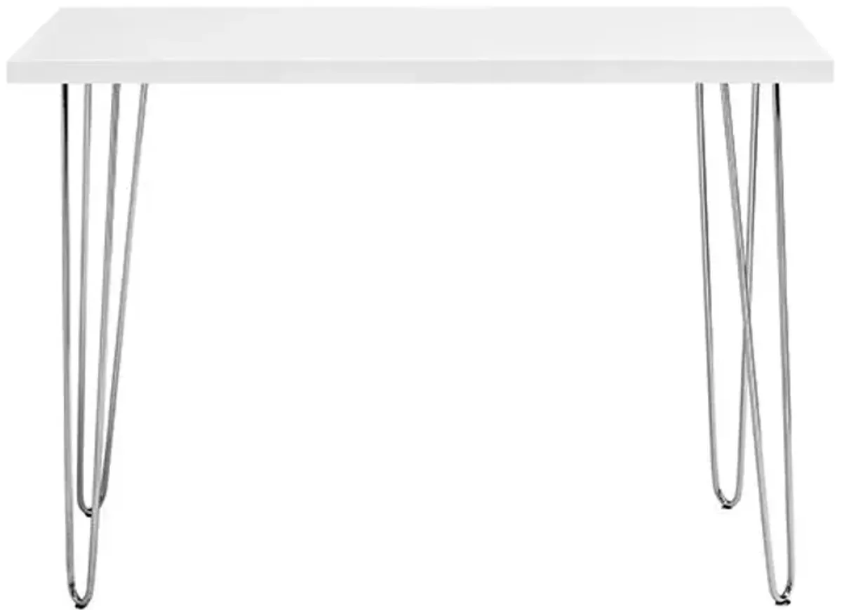 Mid-Century Modern Hairpin Leg Computer Desk - White