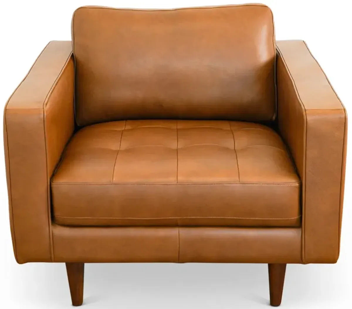 Catherine - Leather Lounge Chair Leather - Brown / Tan