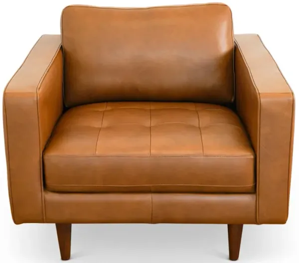 Catherine - Leather Lounge Chair Leather - Brown / Tan