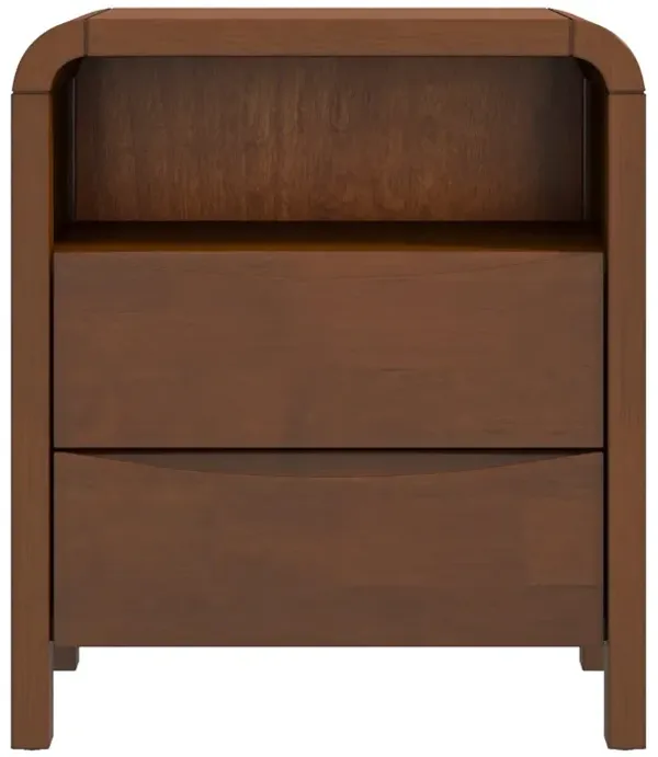 Lionel - Mid-Century Modern Nightstand 2 Drawer - Brown