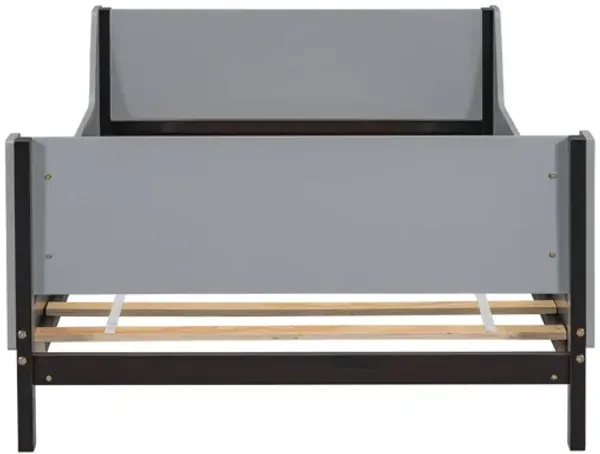 Bed With Headboard, Footboard, Safeguards, Built-In Bed-End Book Storage Rack