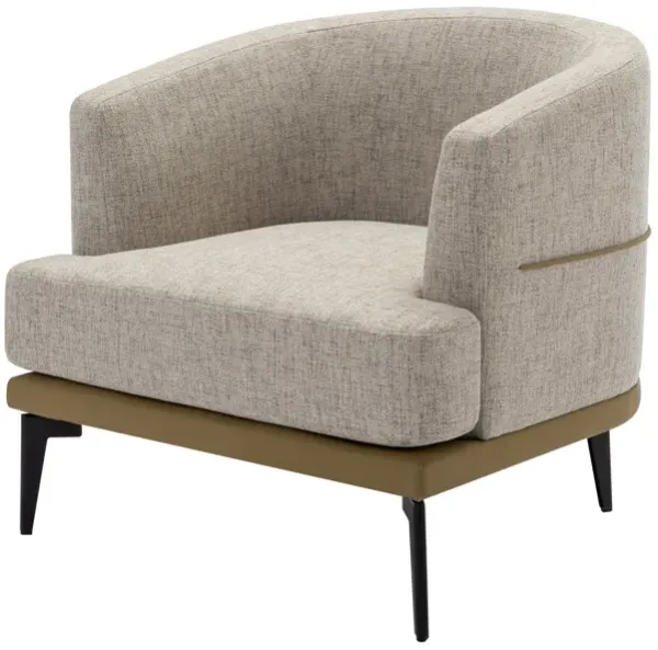 Modern Two-Tone Barrel Chair, Upholstered Round Armchair For Living Room Bedroom Reading Room