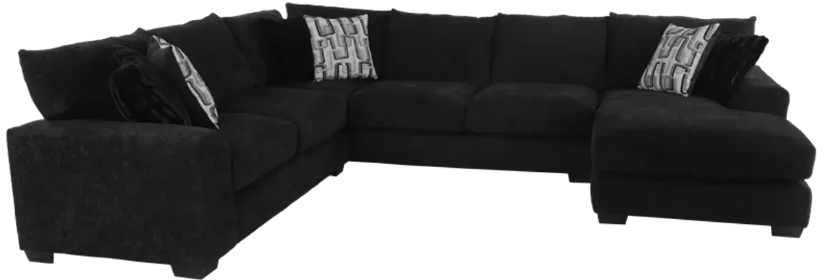 Black U-shaped Sectional with Right-Arm Chaise