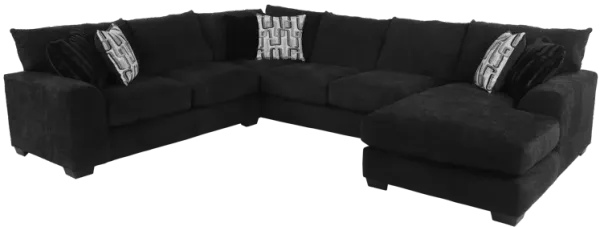 Black U-shaped Sectional with Right-Arm Chaise