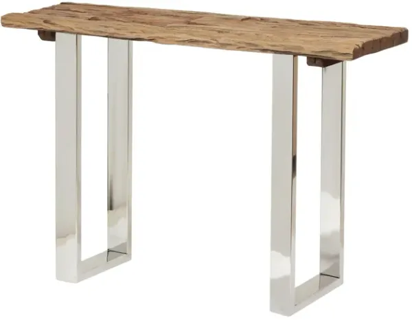 Rustic Glam Console Table With Reclaimed Wood And Iron Frame - Natural