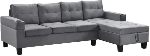Modern Sectional Sofa Set With L Shape Chaise Lounge And Storage