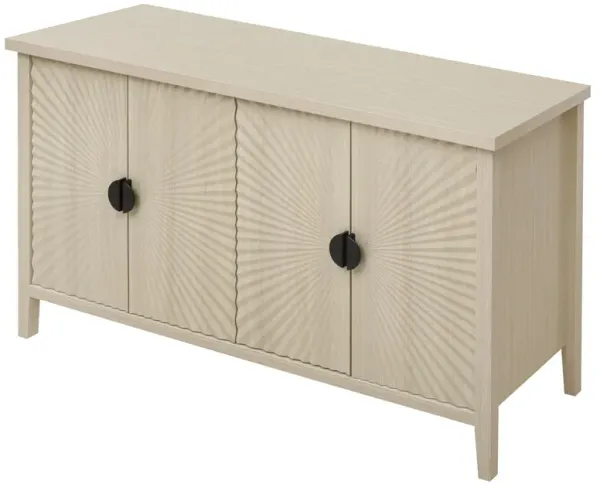 4 Door Sideboard, Carved Sideboard Buffet Cabinet With Storage, Modern Coffee Bar Cabinet With Adjustable Shelf For Living Room, Dining Room, Kitchen - Natural