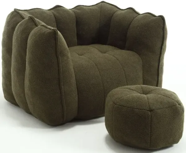 Soft Bean Bag Chair With High Resilient Foam (Chips) - Olive Green