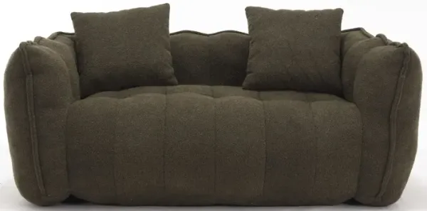 Soft Beanbag Chair With High Resilience Foam Core For Two People - Olive Green