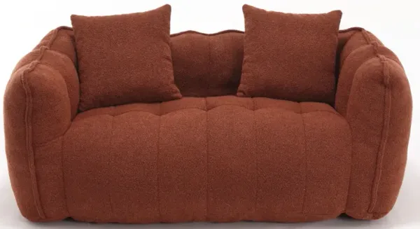 Soft Beanbag Chair With High Resilience Foam Core For Two People, The Comfortable Square Recliner Sofa Is Ideal For Family Members And Friends Engaged In Games, Reading, Watching TV - Red / Brown