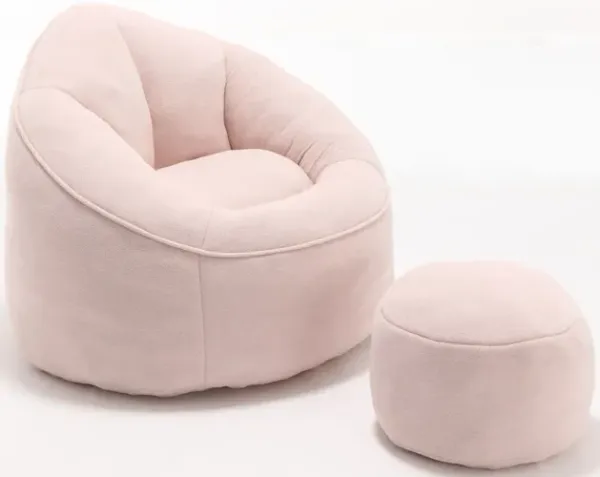 Bedding Bean Bag Sofa Chair High Pressure Foam Bean Bag Chair Adult Material With Padded Foam Padding Compressed Bean Bag With Footrest - Pink