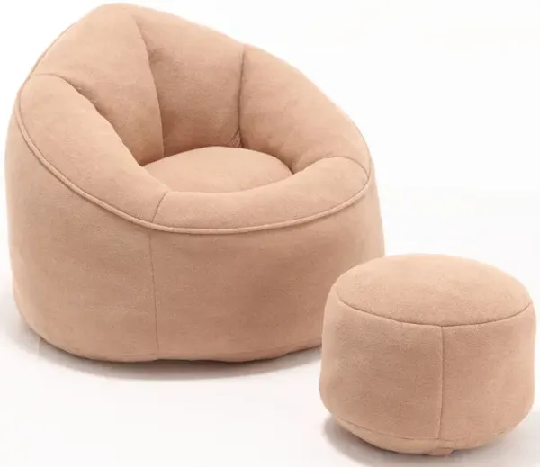 Bedding Bean Bag Sofa Chair High Pressure Foam Bean Bag Chair Adult Material With Padded Foam Padding Compressed Bean Bag With Footrest - Tan