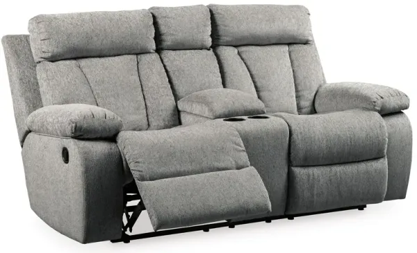 Mitchiner - Fog - DBL Rec Loveseat w/Console