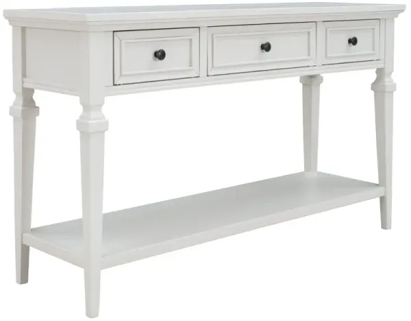 Classic Retro Style Console Table With 3 Top Drawers And Open Style Bottom Shelf - Antique White