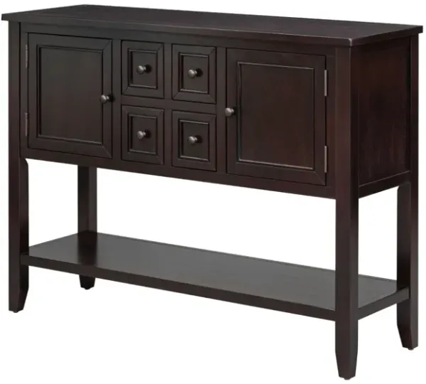 Cambridge Series - Console Table With Ample Storage 4 Small Drawers Bottom Shelf - Espresso