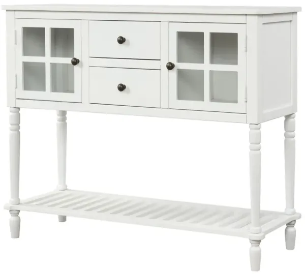 Hearth & Haven Stella Buffet Storage Cabinet With Bottom Shelf, White