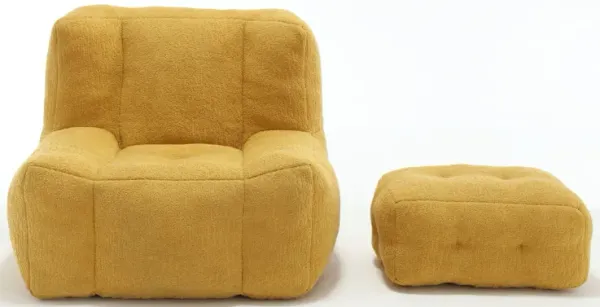 Modern Indoor Fluffy Bean Bag Chair With Memory Foam And Ottoman, Super Soft