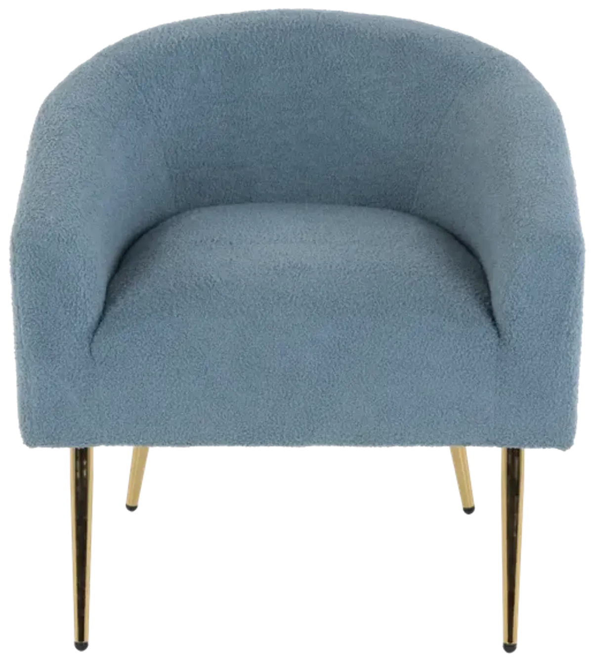 Blue Boucle Barrel Accent Chair with Gold Metal Legs
