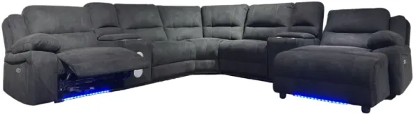 Power Reclining Sectional Sofa with LED Lights, Bluetooth Speakers & Storage Console - Black