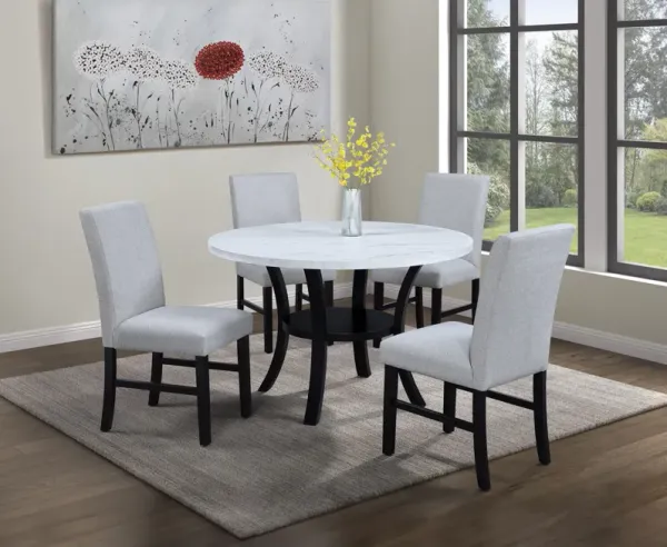 Isla - 5 Piece Dining Room Set - White / Black