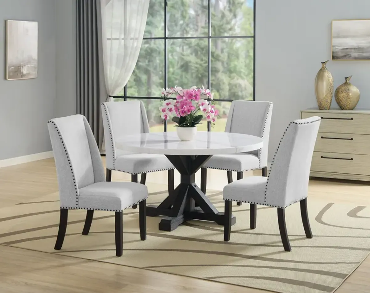 Varley - 5 Piece Round Dining Room Set - White / Gray