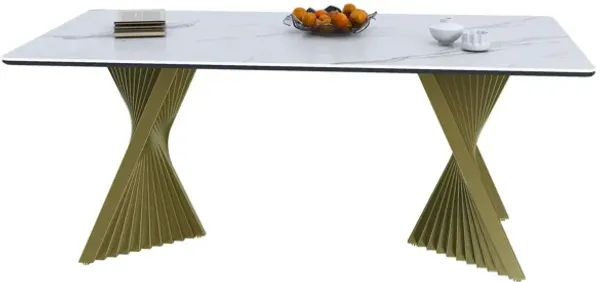 Modern Rectangular Kitchen Table With Steel Feet For 4 8 People - White