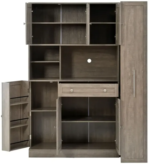 Large Kitchen Pantry Storage Cabinet Cupboard With Pull Out Side Cabinet