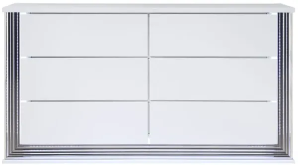 Moon - Smooth Dresser With LED - White