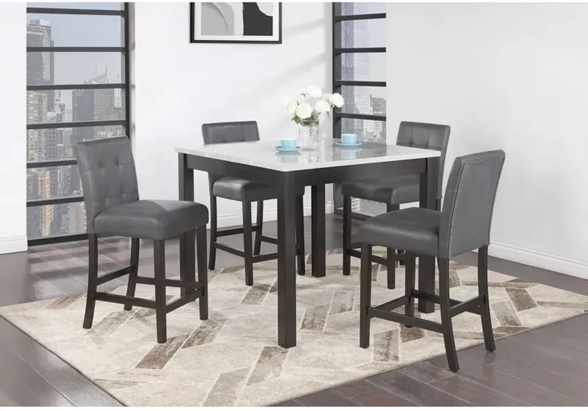 Leon - Bar Table And 4 Bar Stools - Espresso / White
