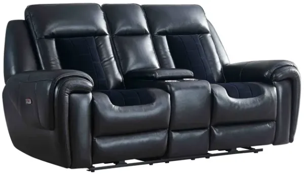 Clark - Blanche / Velvet Power Console Reclining LS With LED - Black
