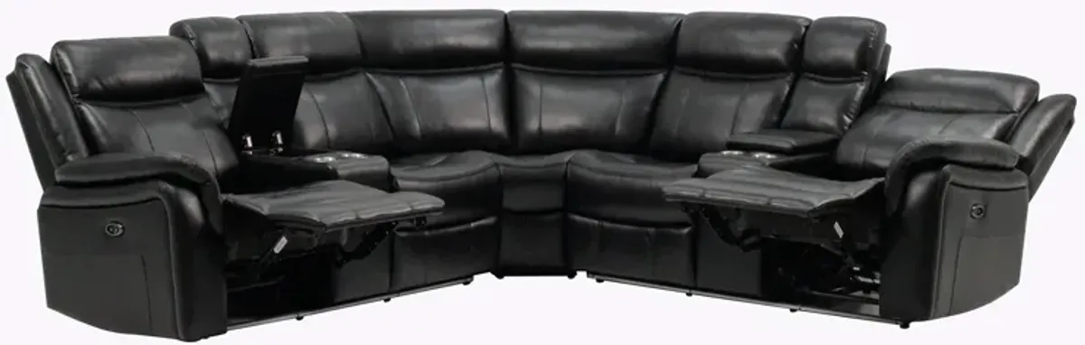 Jupiter - Leather Sectional - Black