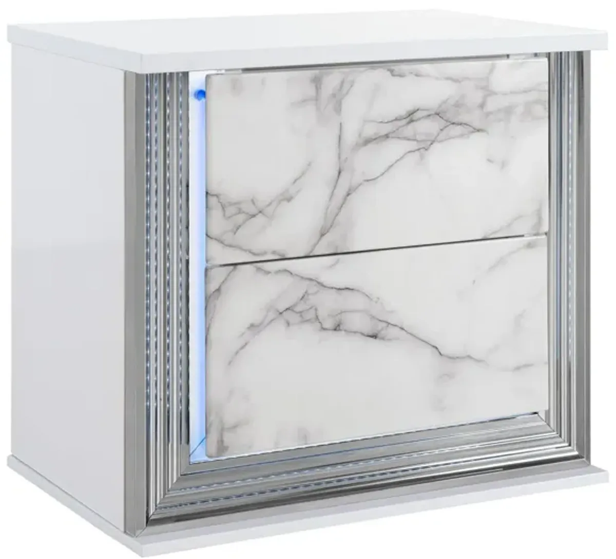 Moon - Marble Nightstand With LED - White