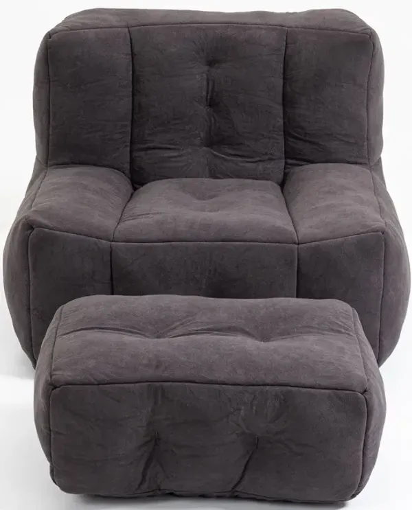 Modern Indoor Fluffy Bean Bag Chair With Memory Foam And Ottoman, Super Soft