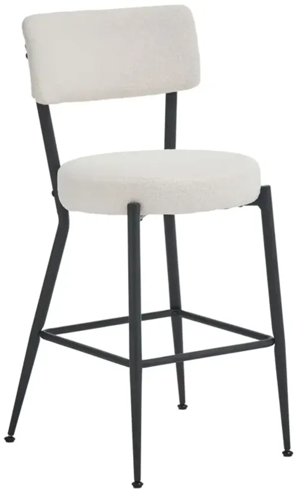 Modern Teddy Fabric Upholstered Bar Stools - Black Legs