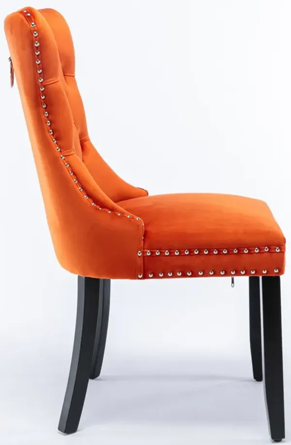 Nikki - Modern, High-End Tufted Solid Wood Contemporary Velvet Upholstered Dining Chair With Wood Legs Nailhead Trim (Set of 2)