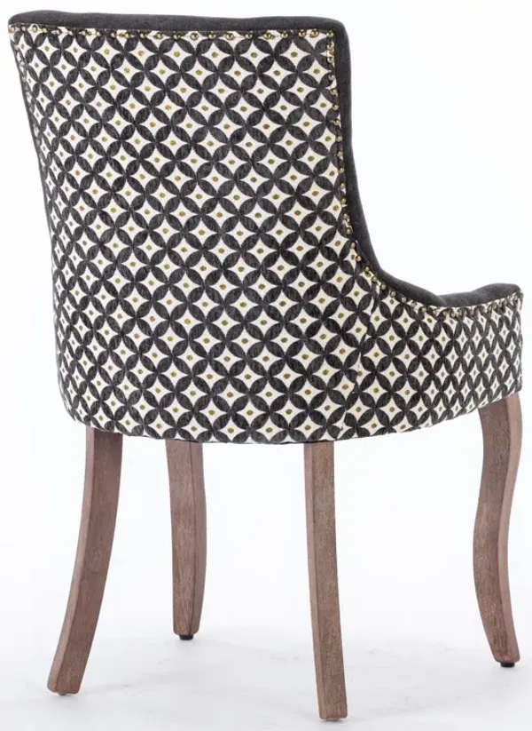 Ultra Side Dining Chair, Thickened Fabric Chairs With Neutrally Toned Solid Wood Legs, Bronze Nail Head (Set of 2)