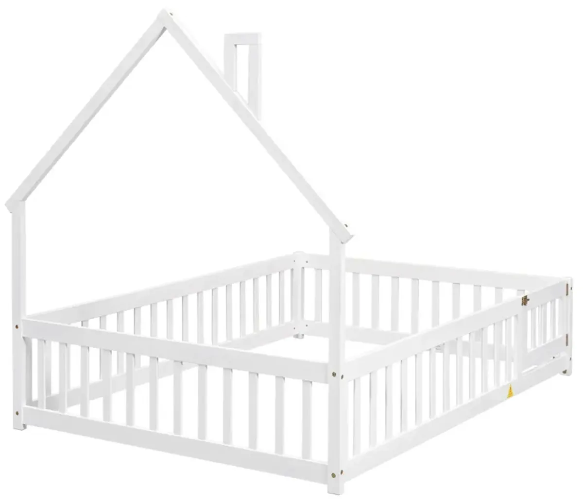 House-Shaped Headboard Floor Bed With Fence