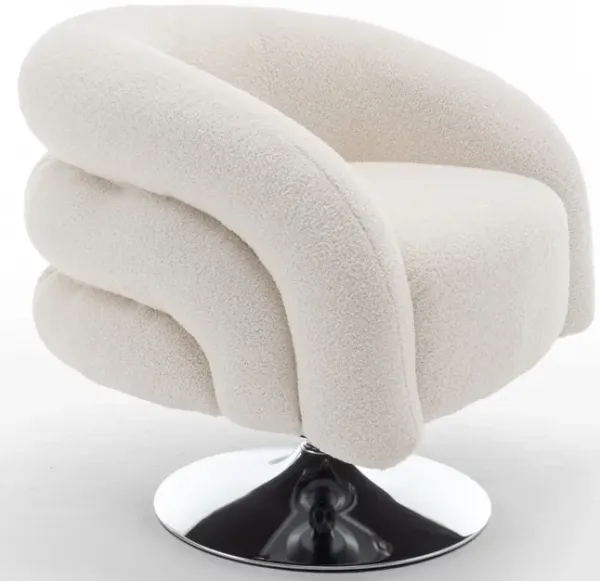 Modern Style Single Swivel Sofa Chair, Teddy Upholstered Single Sofa With Round And Fluffy Reading Chair, Suitable For Living Room