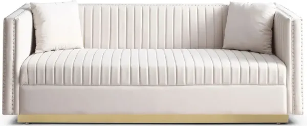 Contemporary Vertical Channel Tufted Sofa Modern Upholstered Couch For Living Room With 2 Pillows