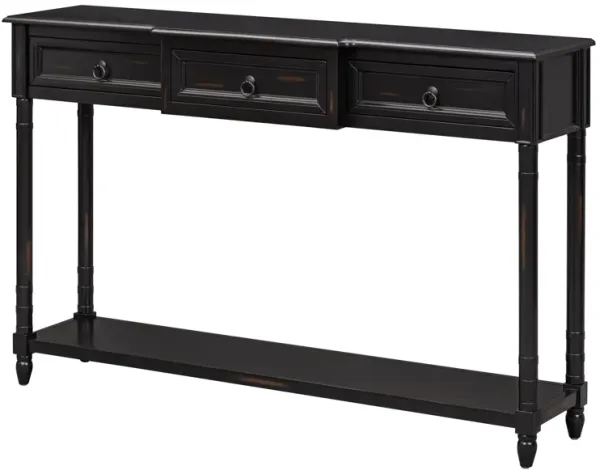 Console Table Sofa Table With Drawers For Entryway With Projecting Drawers And Long Shelf