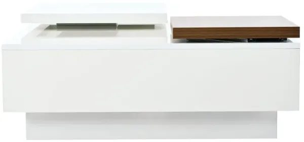 Movable Square Top Coffee Table With 4 Hidden Storage Drawers