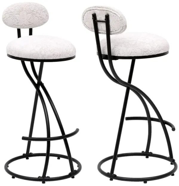 Round Print Bar Stools Upholstered Chairs For Kitchen (Set of 2)