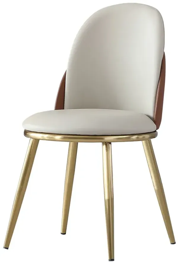 Modern Dining Chairs (Set of 2) With Gold Metal Legs - Beige