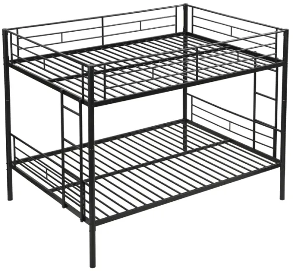 Modern Metal Bunk Bed, Full Over Full, No Box Spring Needed - Black